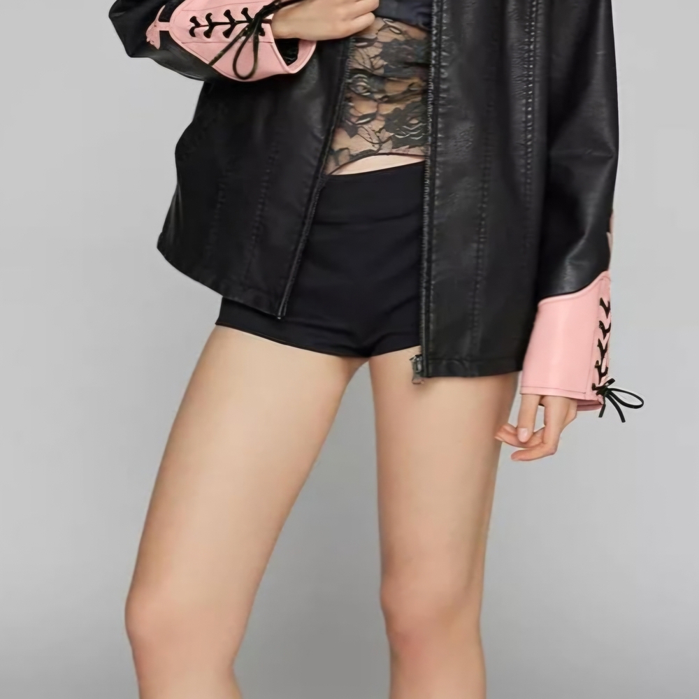 Black and Pink Lace-Up Jacket